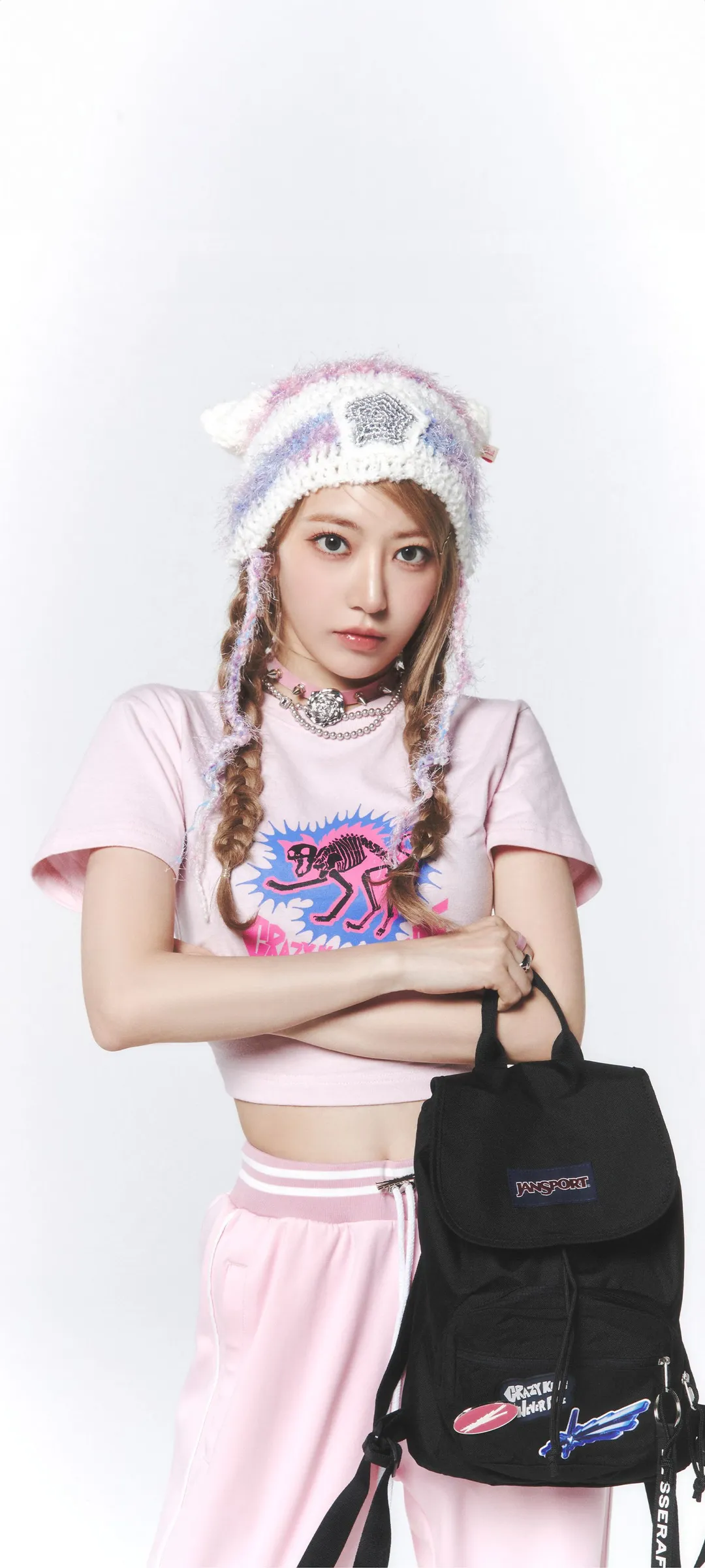 Fond d'écran de verrouillage mobile Sakura Miyawaki 4K HD télécharger — IZ*ONE, LE SSERAFIM