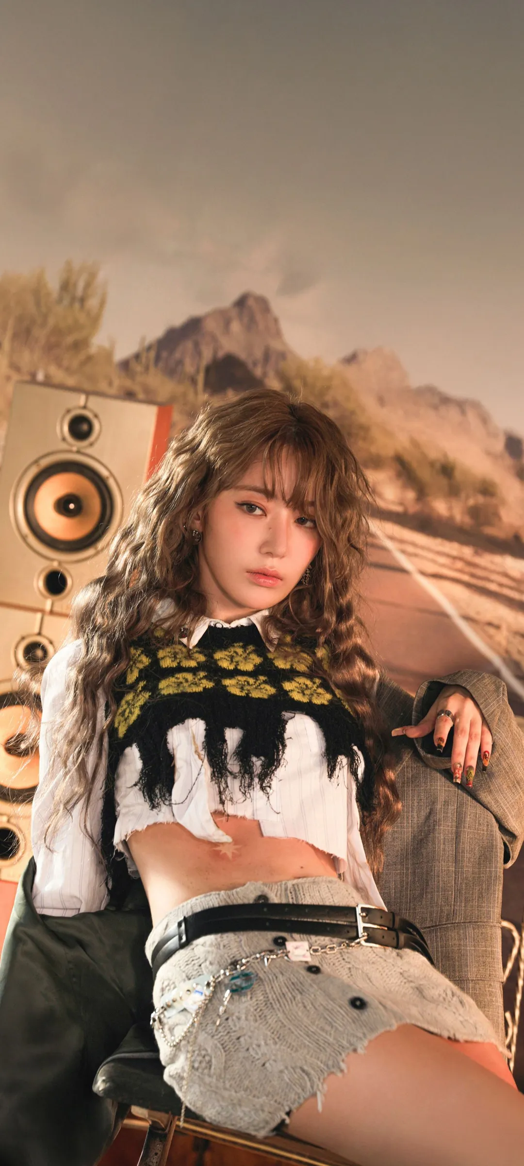 Fond d'écran de verrouillage mobile Sakura Miyawaki 4K HD télécharger — IZ*ONE, LE SSERAFIM